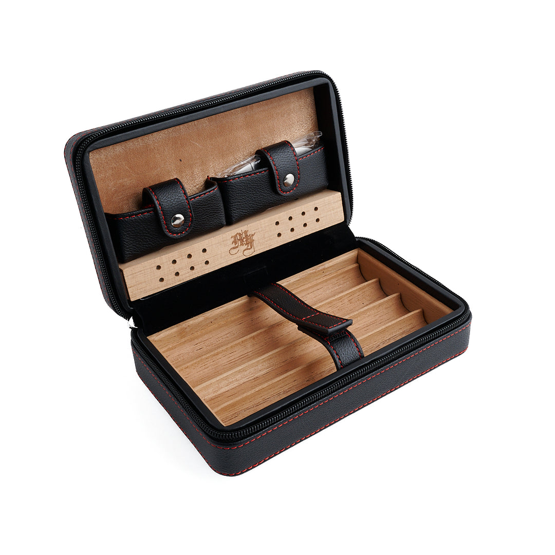 My Father Travel Humidor Black Leather