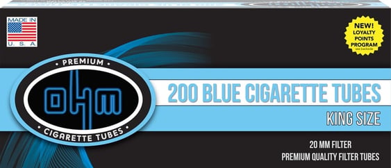 ohm cigarette tubes OHM Tubes Blue King Size 200ct – 70Cigars