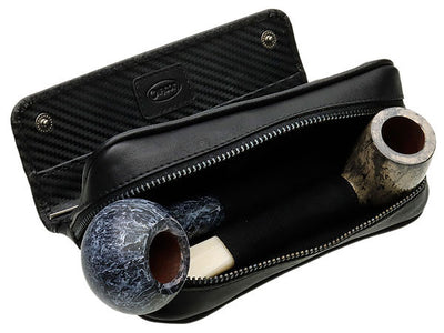 Chacom Leather 2 Pipe Case Pouch Black