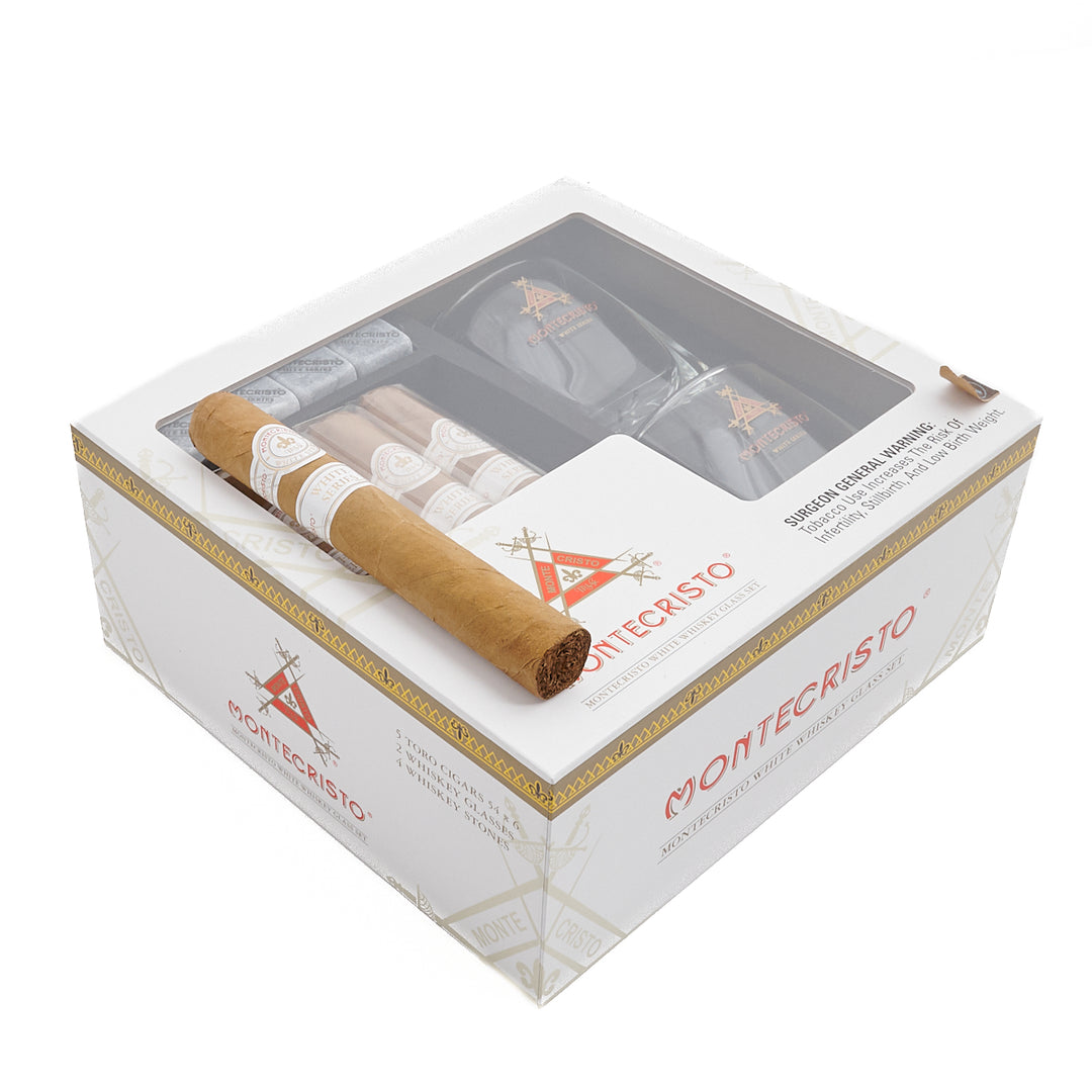 Montecristo White Toro Whiskey Glass Set