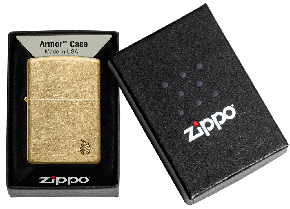 Zippo Armor® Tumbled Brass Flame Design - Image 2