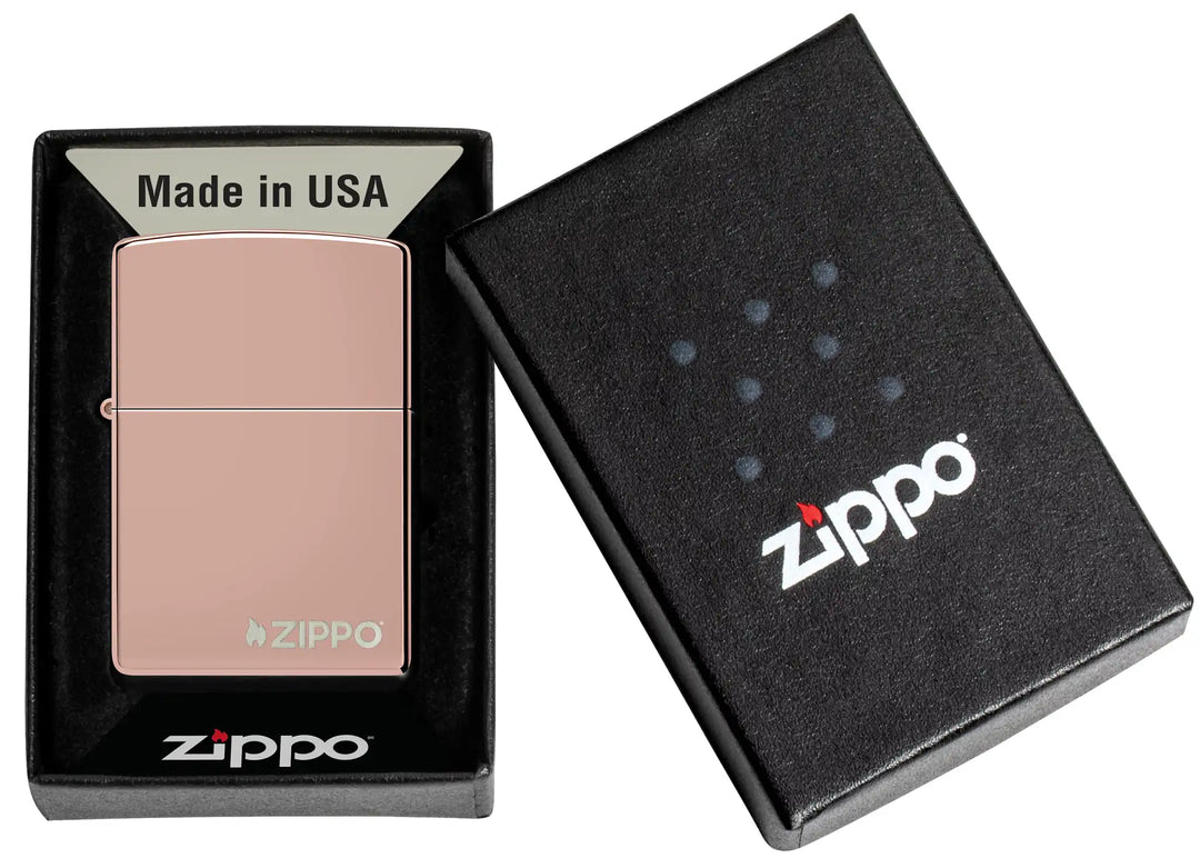 Zippo High Polish Rose Gold Zippo Logo - Image 2