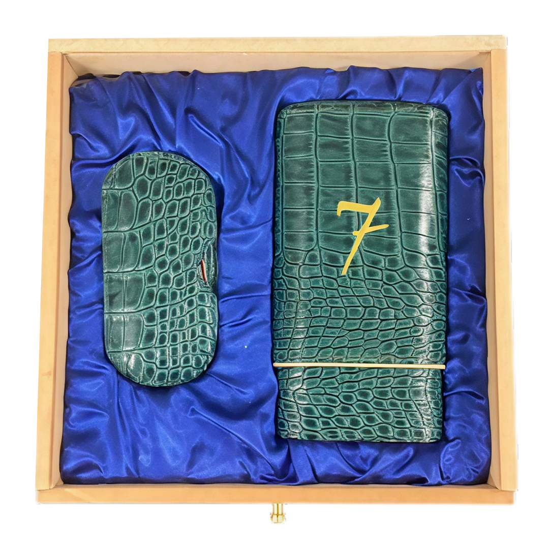 El Septimo Crocodile Gift Box with Travel Case & Cutter