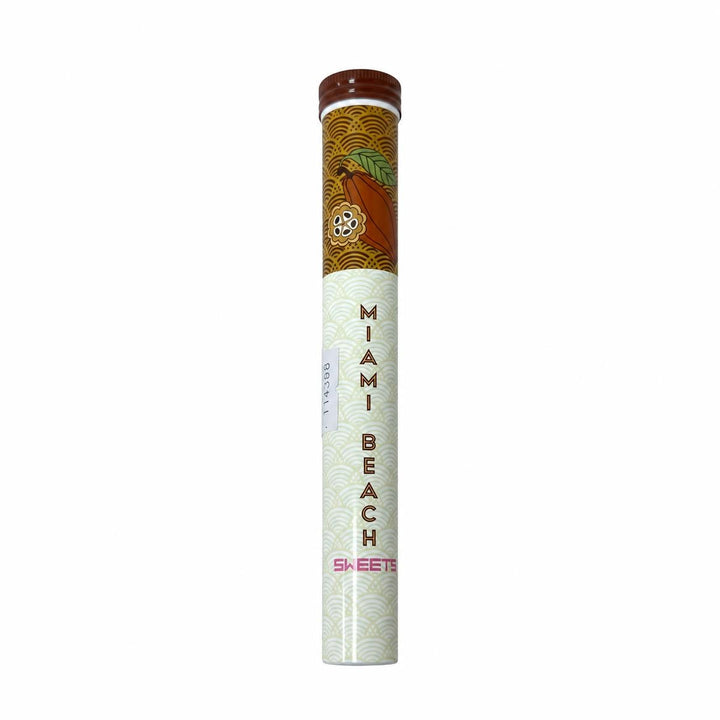 Miami Beach Sweets Chocolate Corona Tubo AI product photo