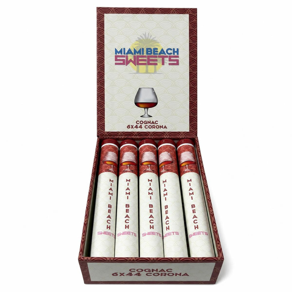 Miami Beach Sweets Cognac Corona Tubo AI product photo
