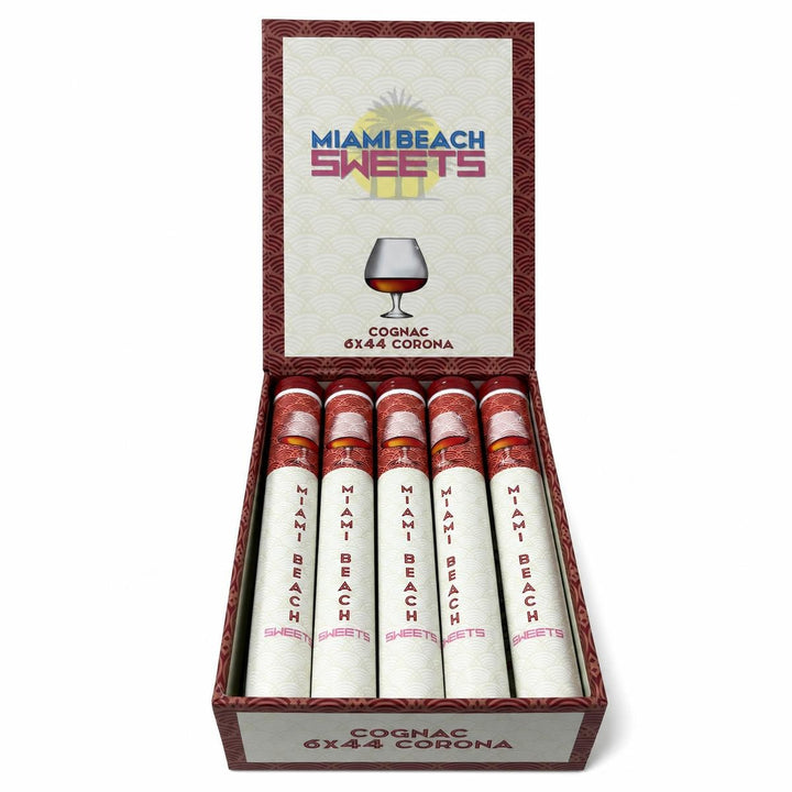 Miami Beach Sweets Cognac Corona Tubo AI product photo