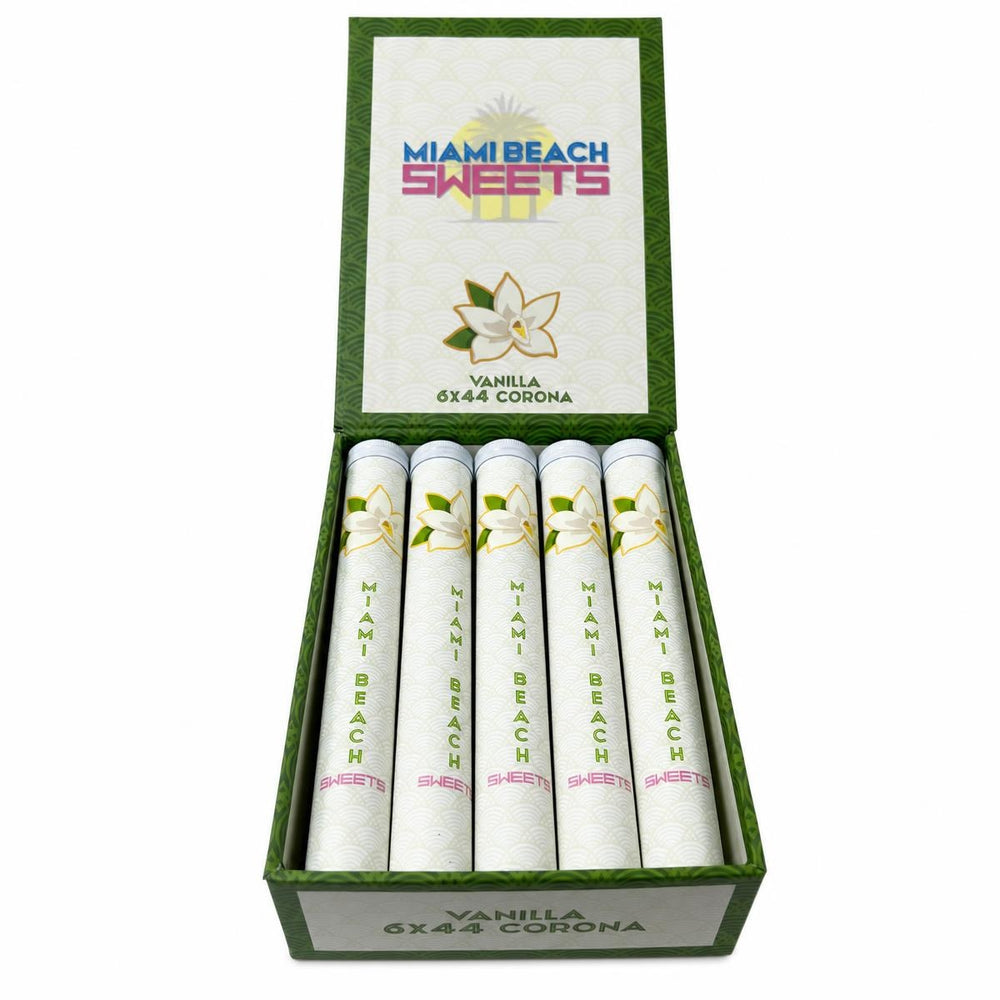 Miami Beach Sweets Vanilla Corona Tubo AI product photo
