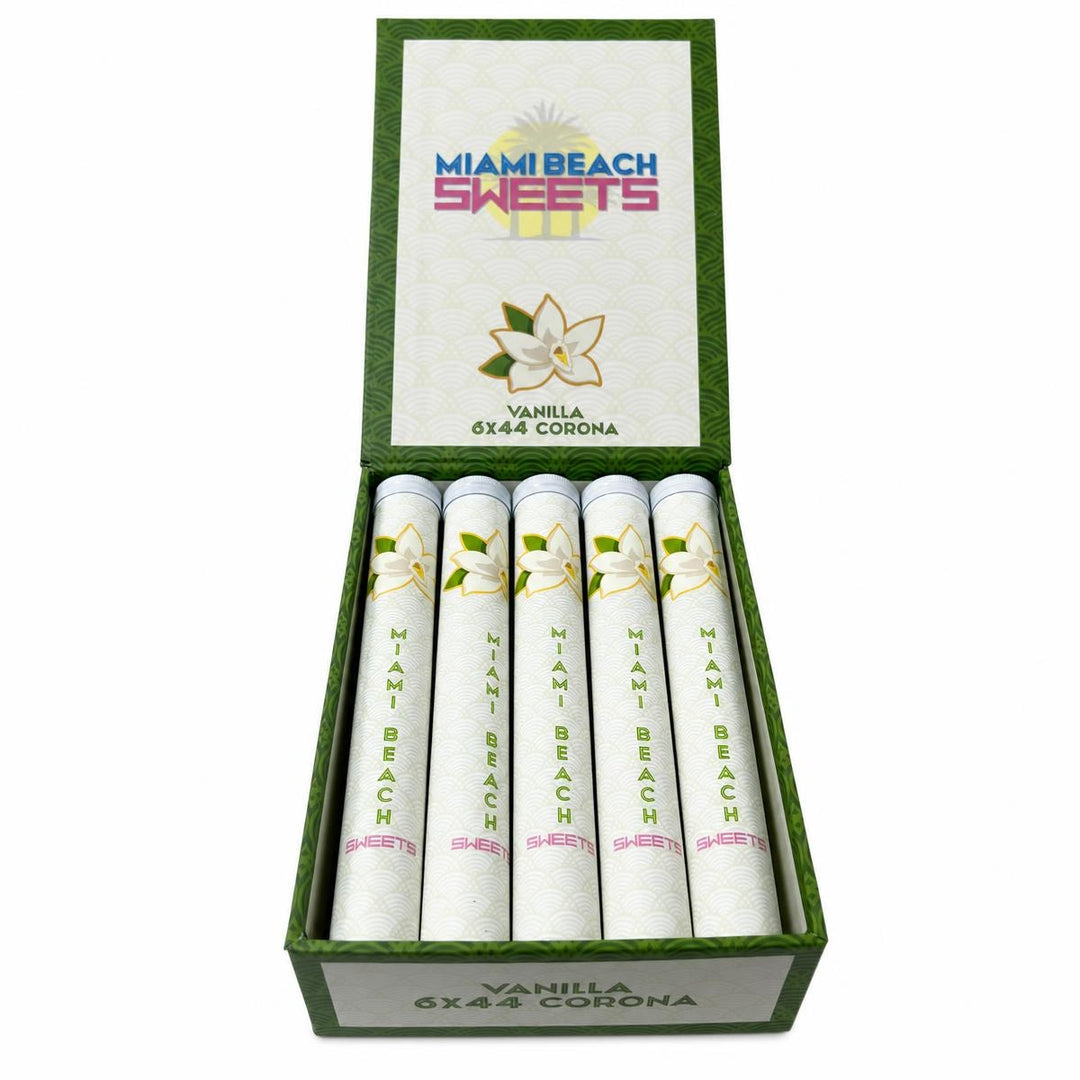 Miami Beach Sweets Vanilla Corona Tubo AI product photo