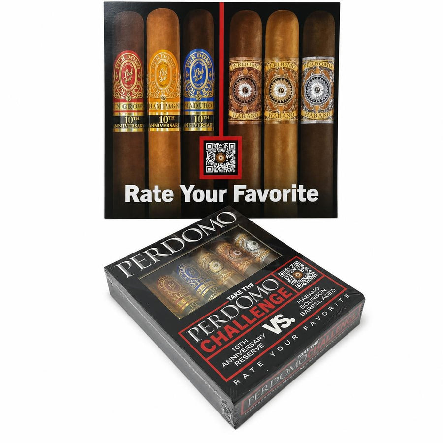 Perdomo 10th vs Bourbon Barrel Aged Challenge Sampler AI product photo