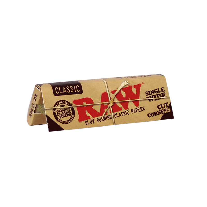 Raw Classic Single Wide Single Window Cut Corners Rolling Papers 50bx - Image 1