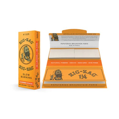 Zig-Zag Combo Pack - 1 1/4 Orange Rolling Paper + Tips 32ct