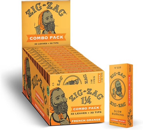 Zig-Zag Combo Pack - 1 1/4 Orange Rolling Paper + Tips 32ct