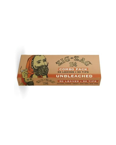 Zig-Zag Combo Pack 1 1/4 Unbleached Rolling Paper + Tips 50ct