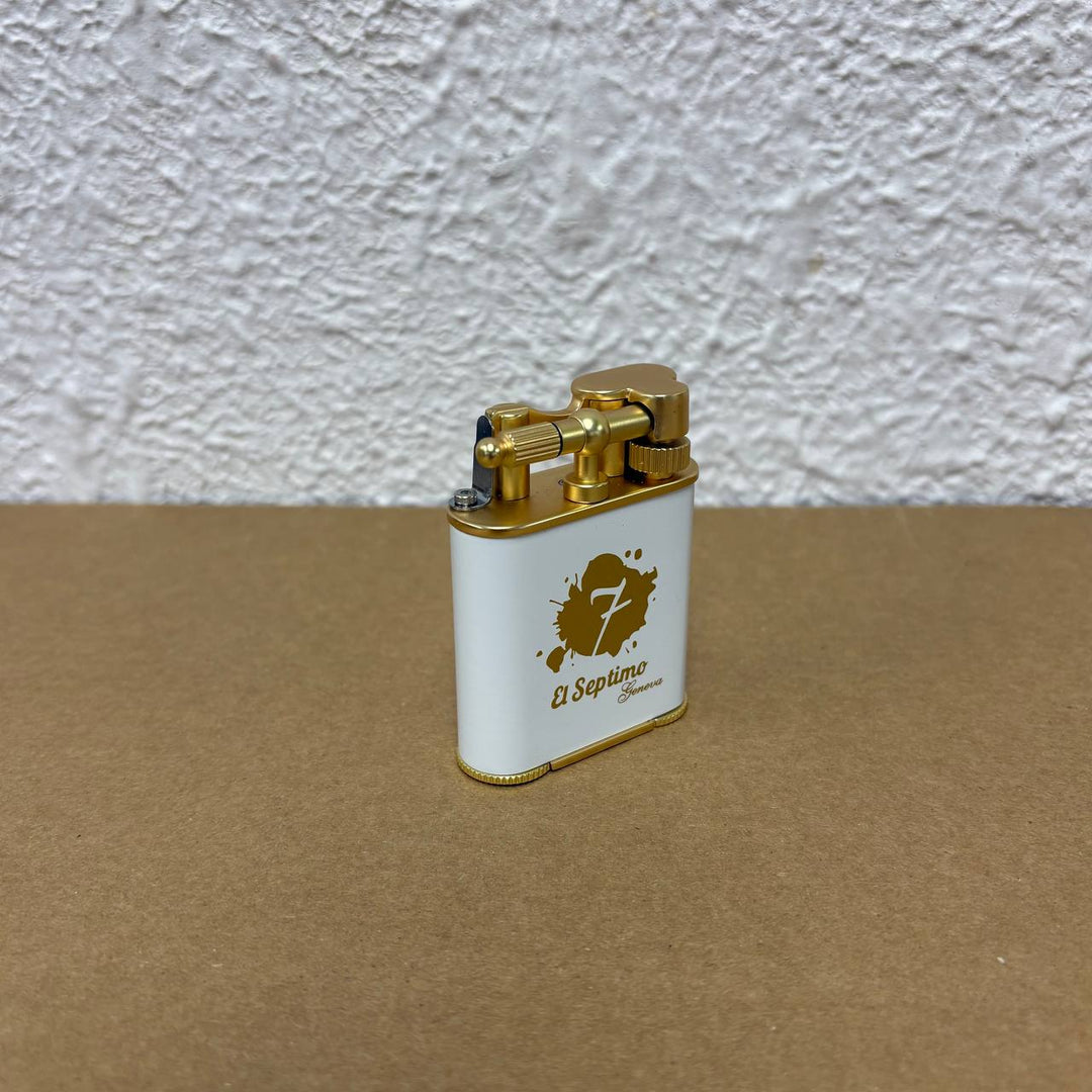 El Septimo White & Gold Double-Jet Torch Lighter & Punch