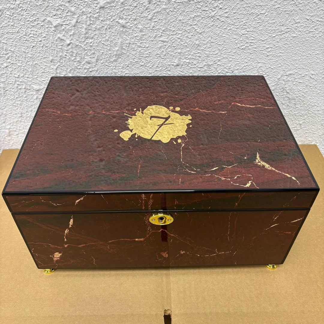 El Septimo Red Marble Humidor - Trilogy Collection