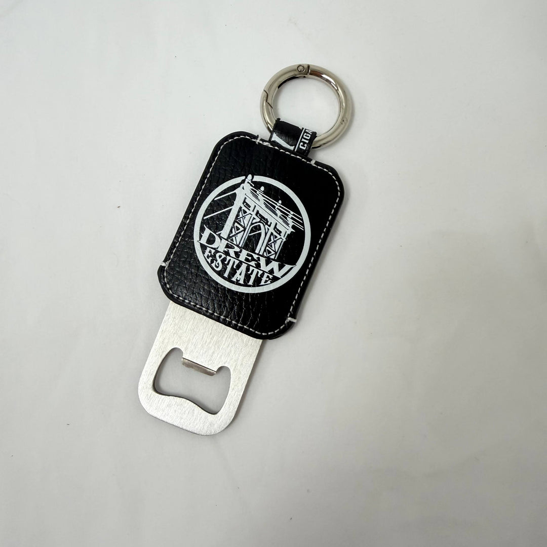 Drew Estate Leather Key Chain Bottle Opener