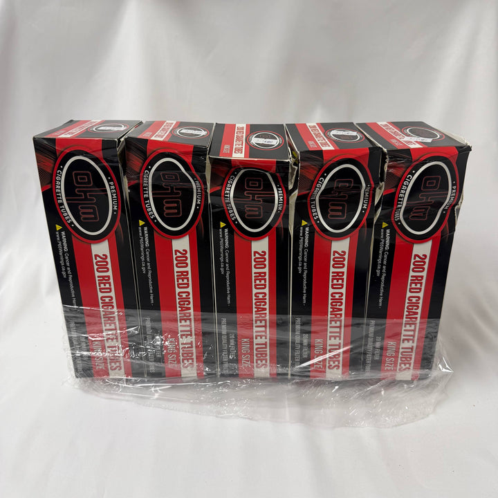 OHM Tubes Red King Size 200ct x5 packs -Damaged-