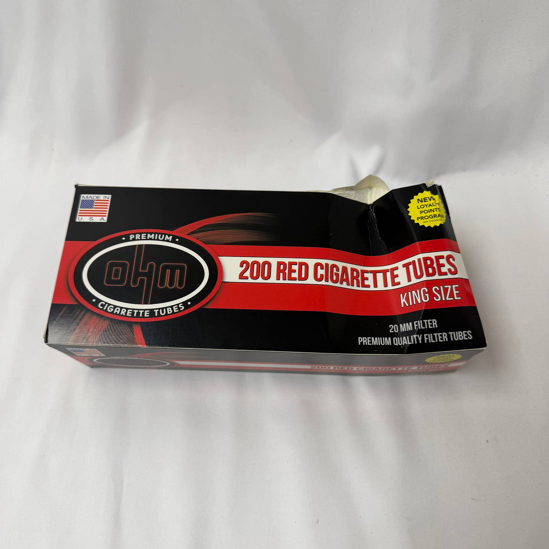 OHM Tubes Red King Size 200ct x5 packs -Damaged-