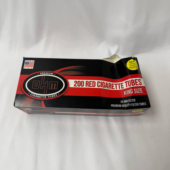 OHM Tubes Red King Size 200ct x5 packs -Damaged-